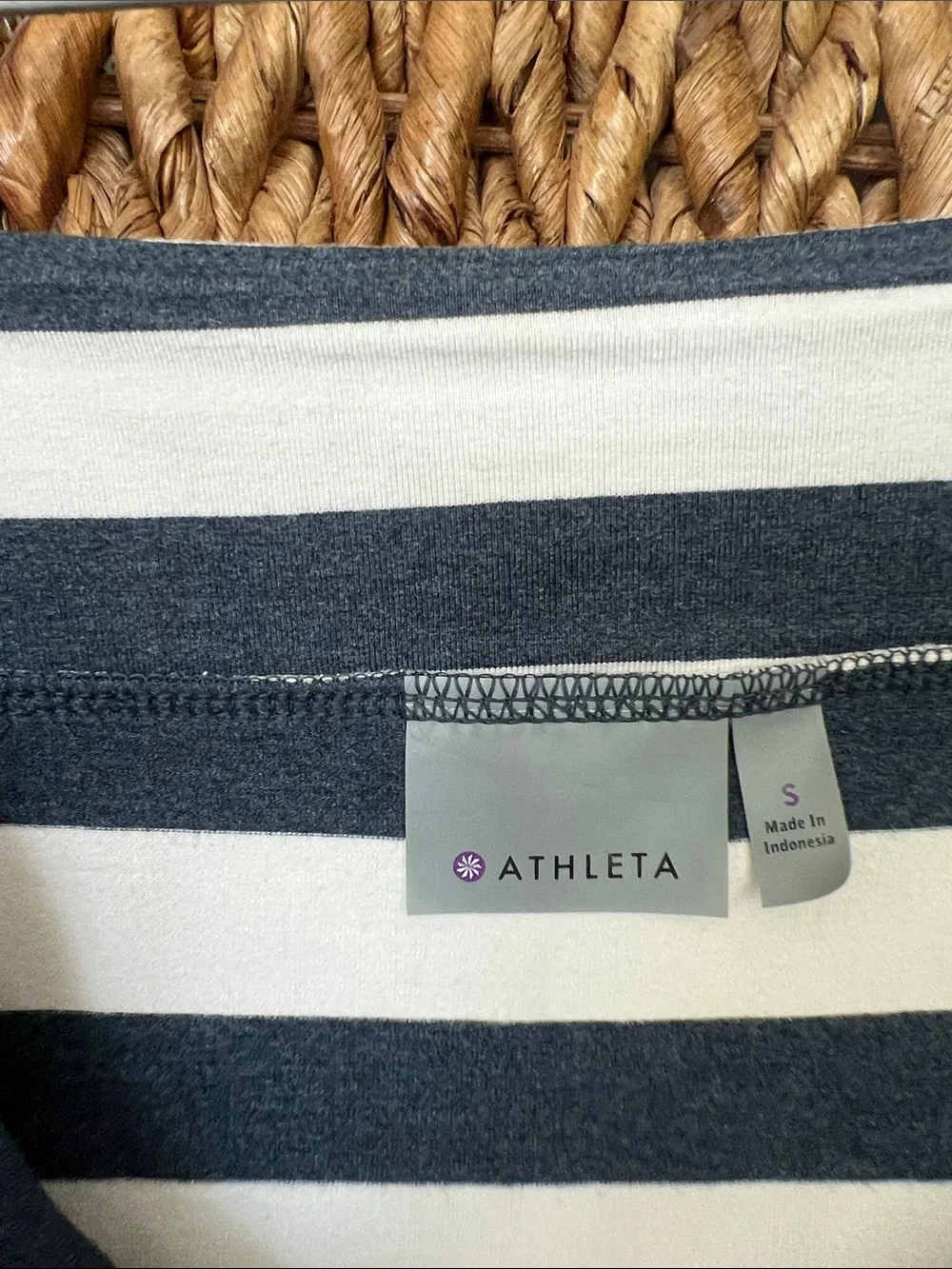 Athleta Navy and White Diagonal Stripe Wrap Skirt size small